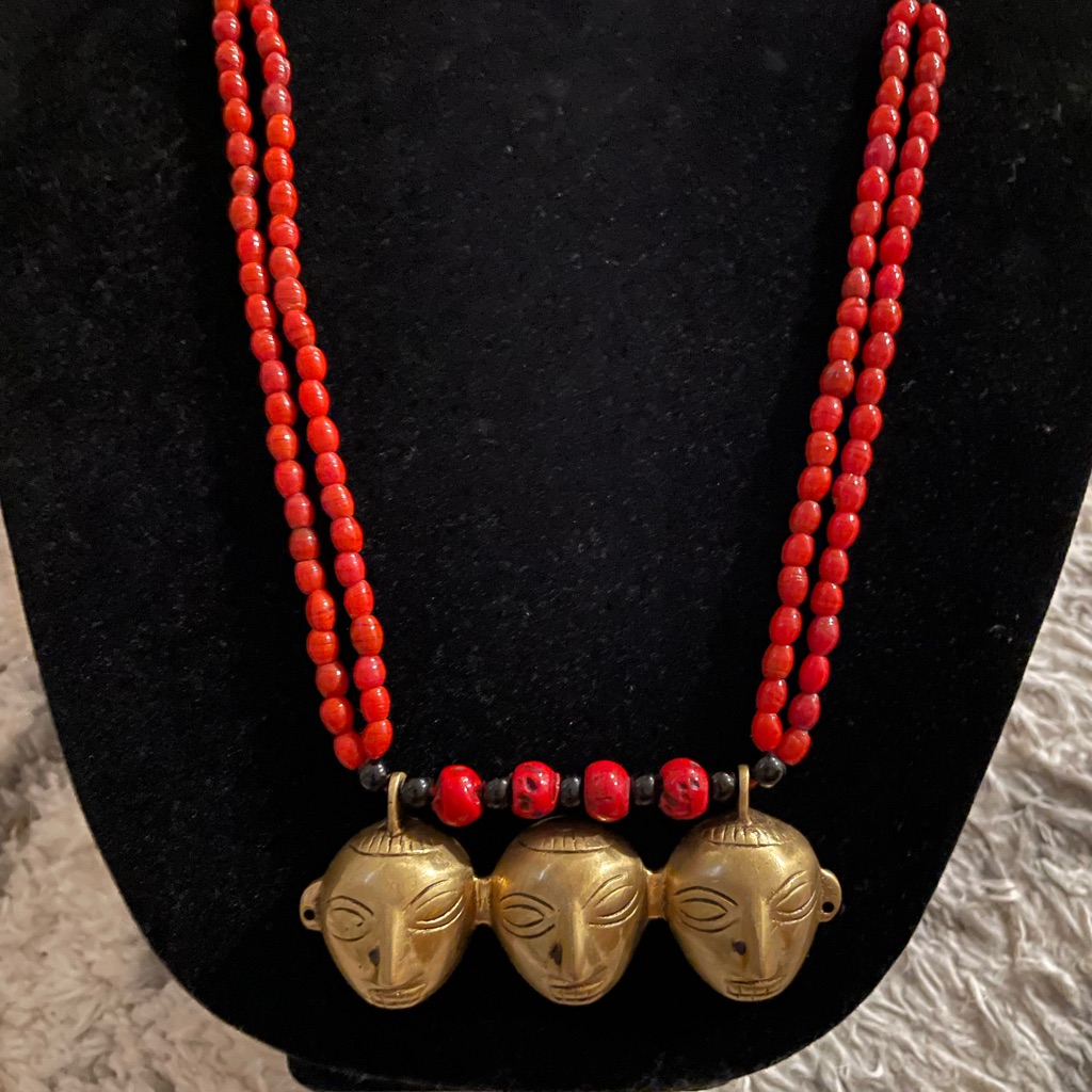 Antique Nagaland Assam Headhunter Mask Trophy Necklace